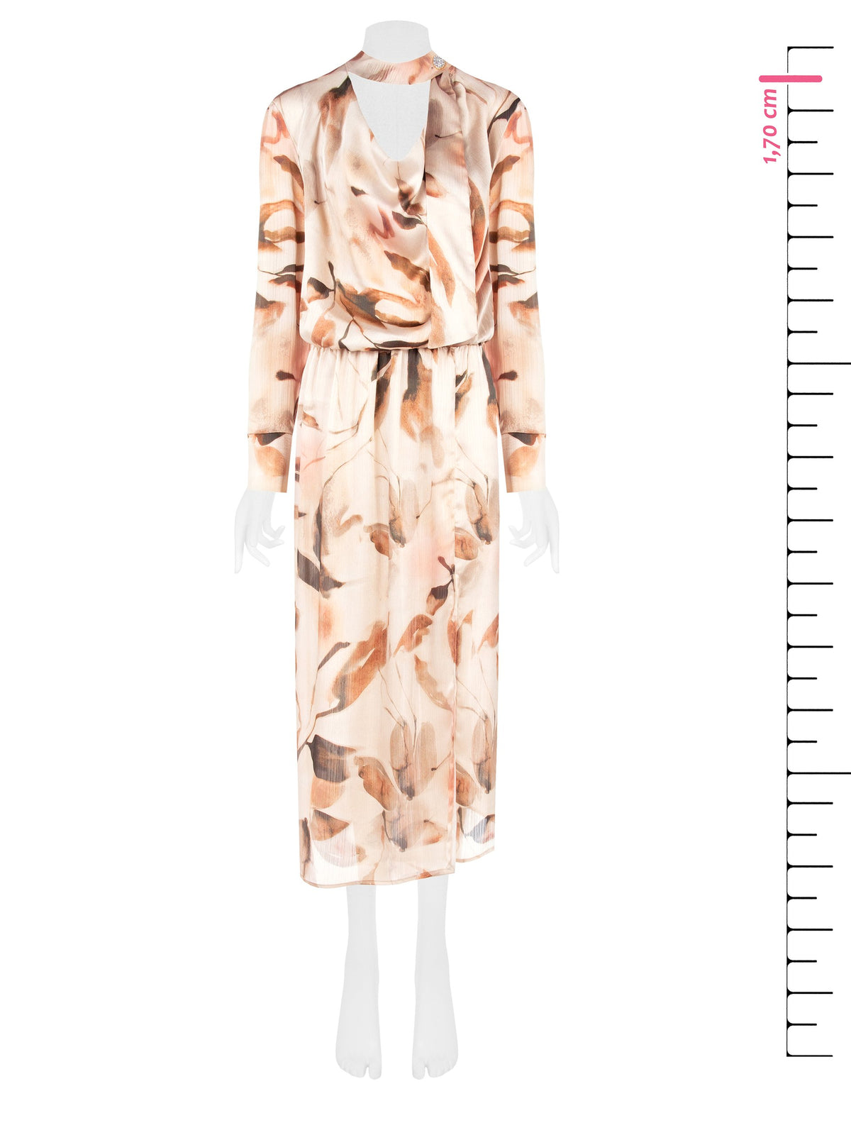 Long Asymmetrical Dress in Crinkled Satin - Maska