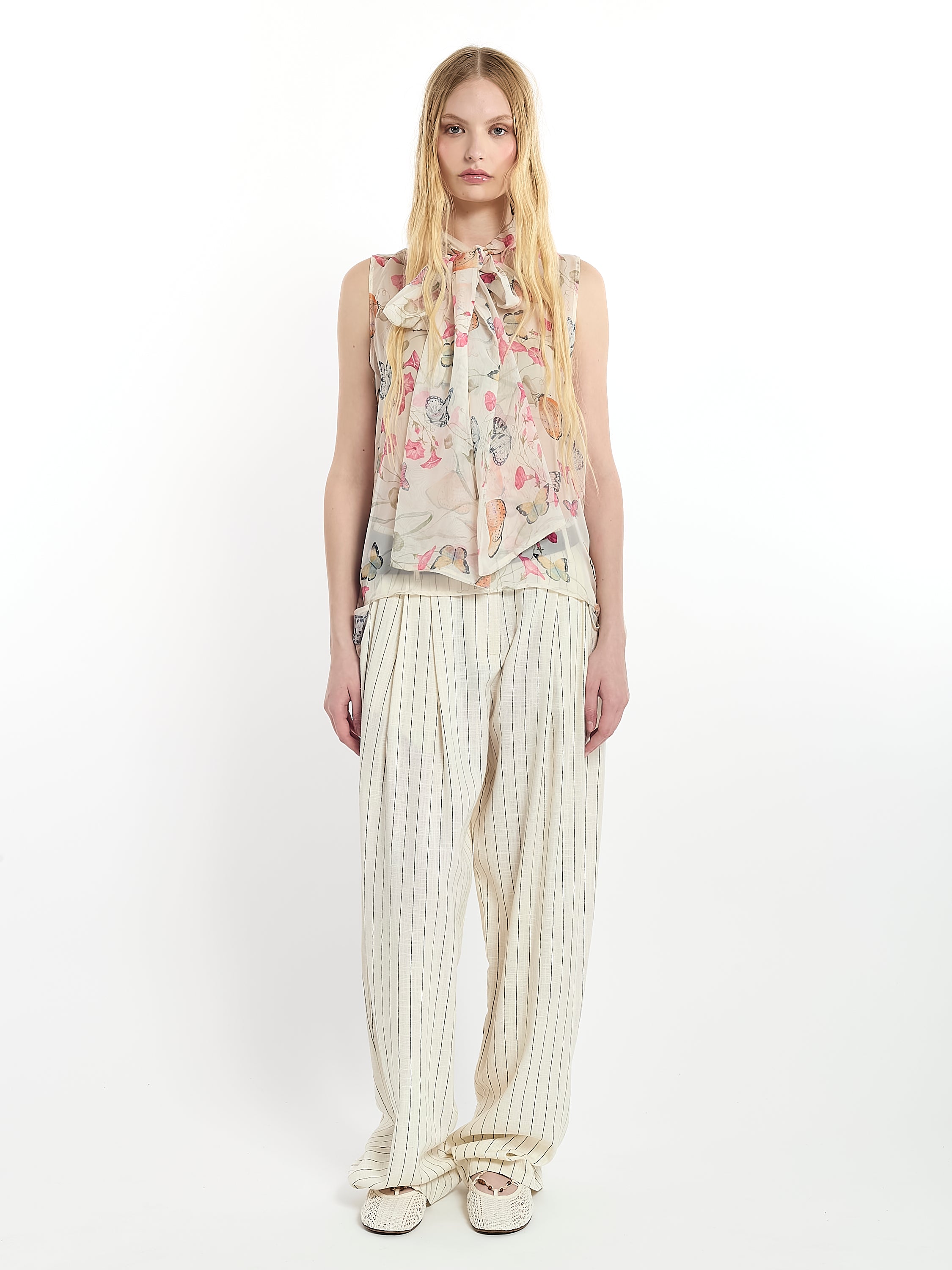 Chemise sans manches à imprimé floral