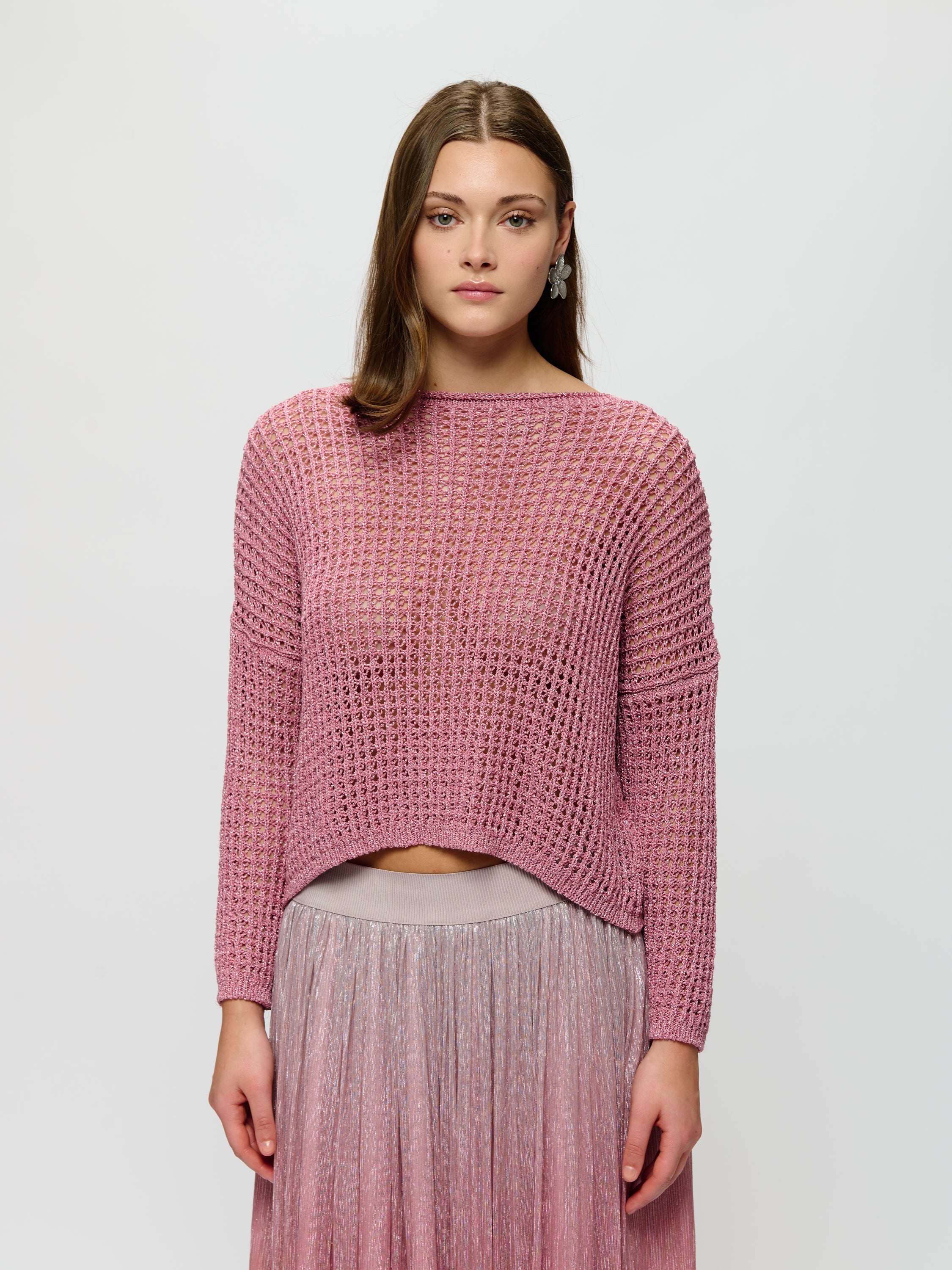 Metallic Crochet Knit Sweater