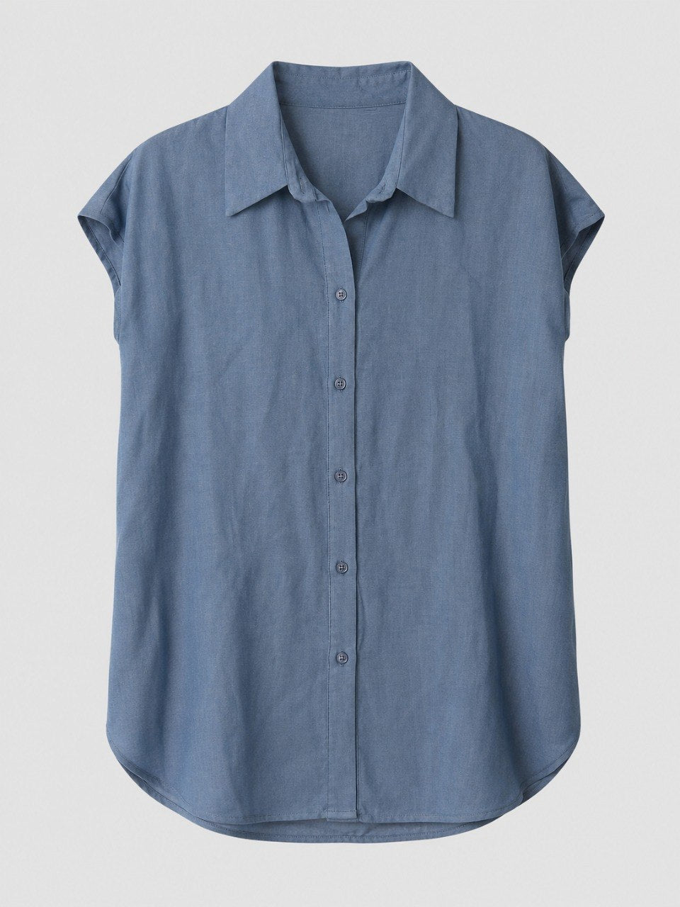 Cap-Sleeve Button-Up Shirt