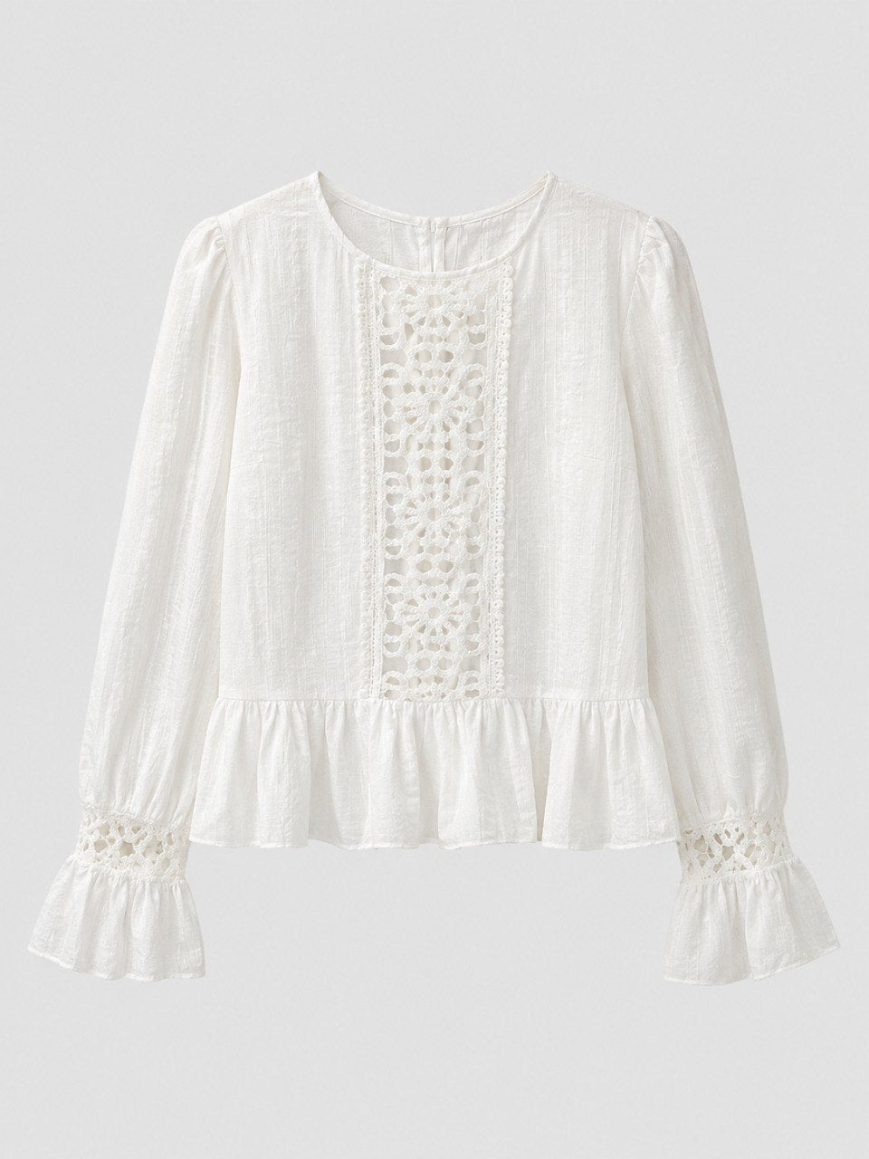 Lace-Trim Peplum Blouse