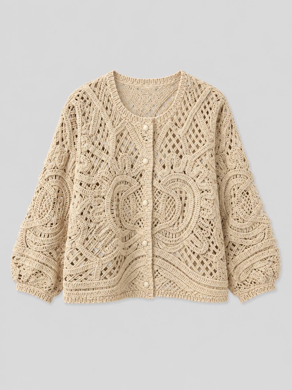 Crochet Button-Front Cardigan