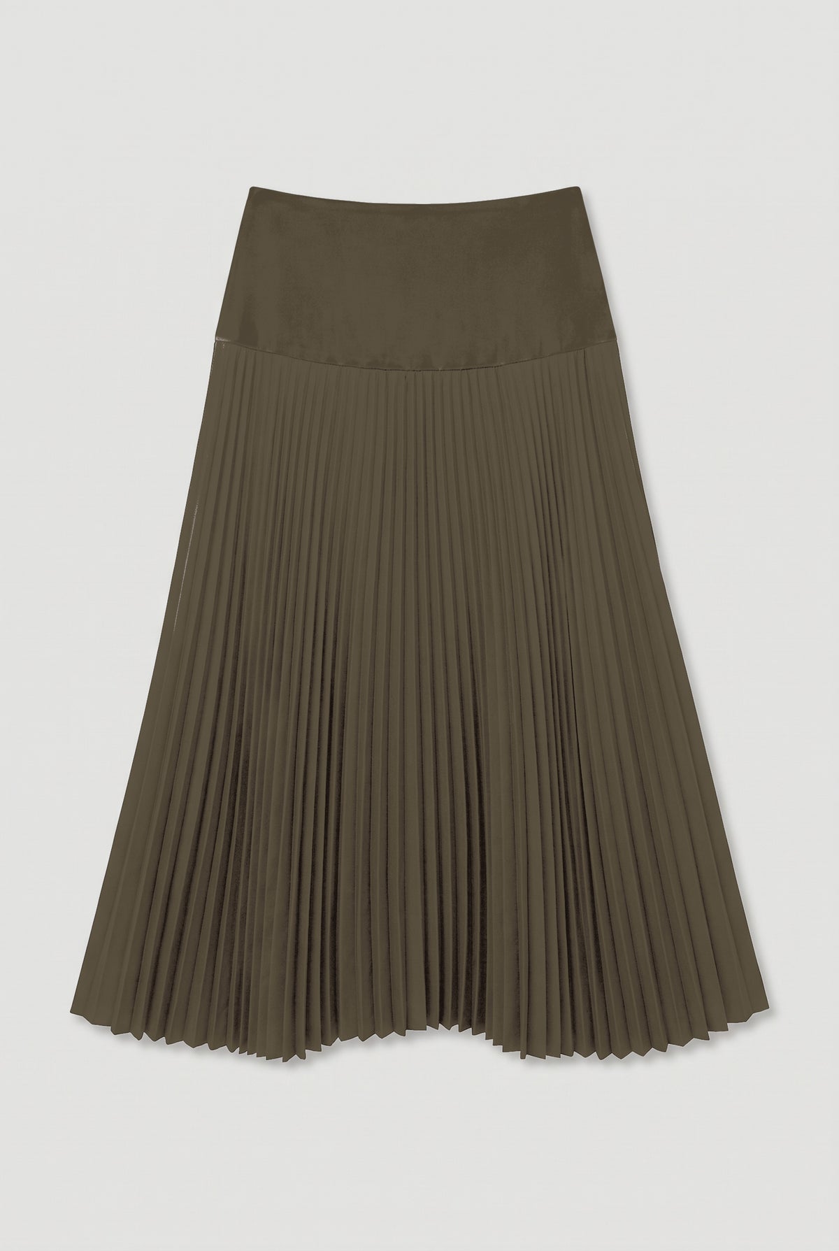 Pleated Midi Skirt - Military - flat lay