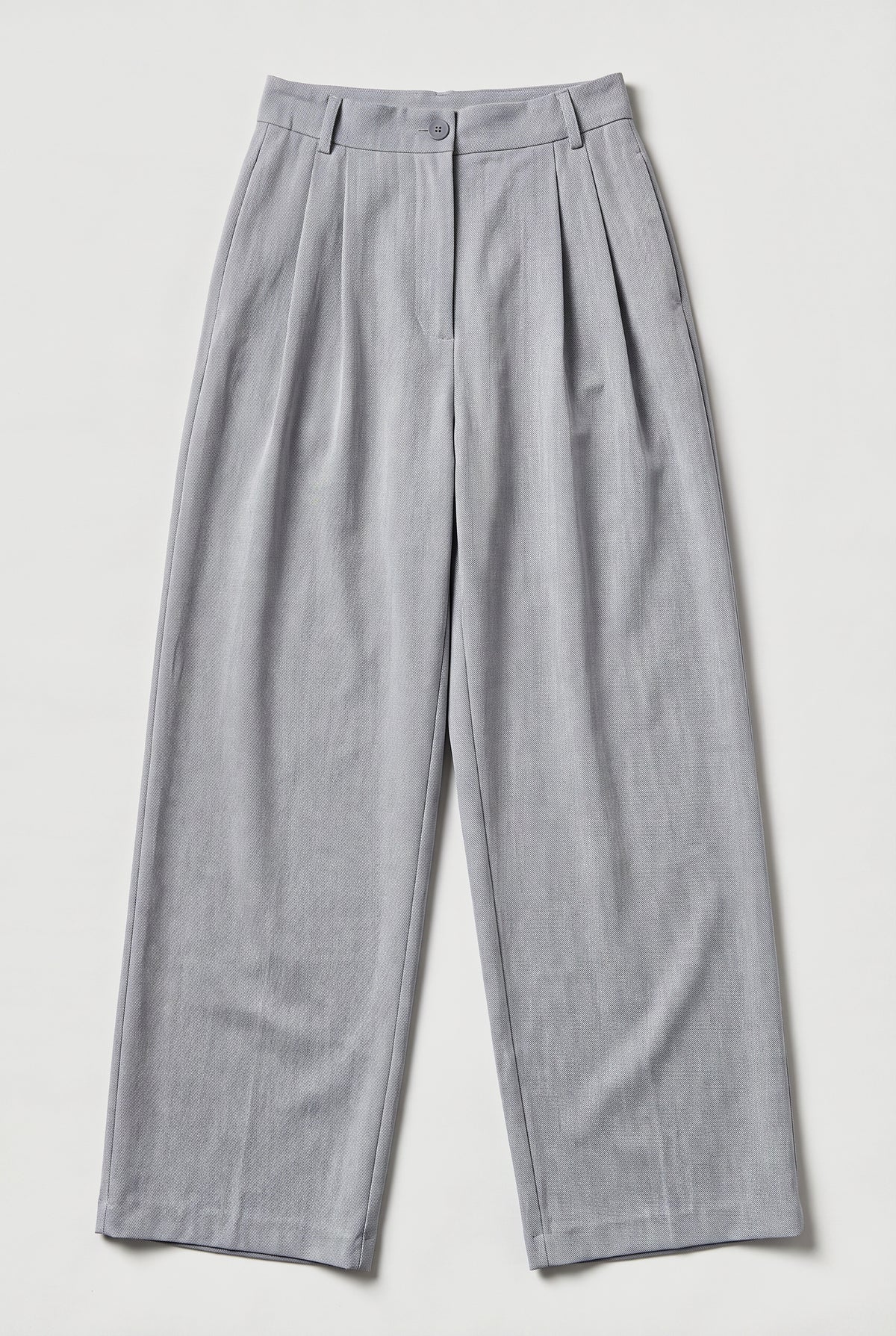 Pleated Wide-Leg Trouser - Grey - flat lay