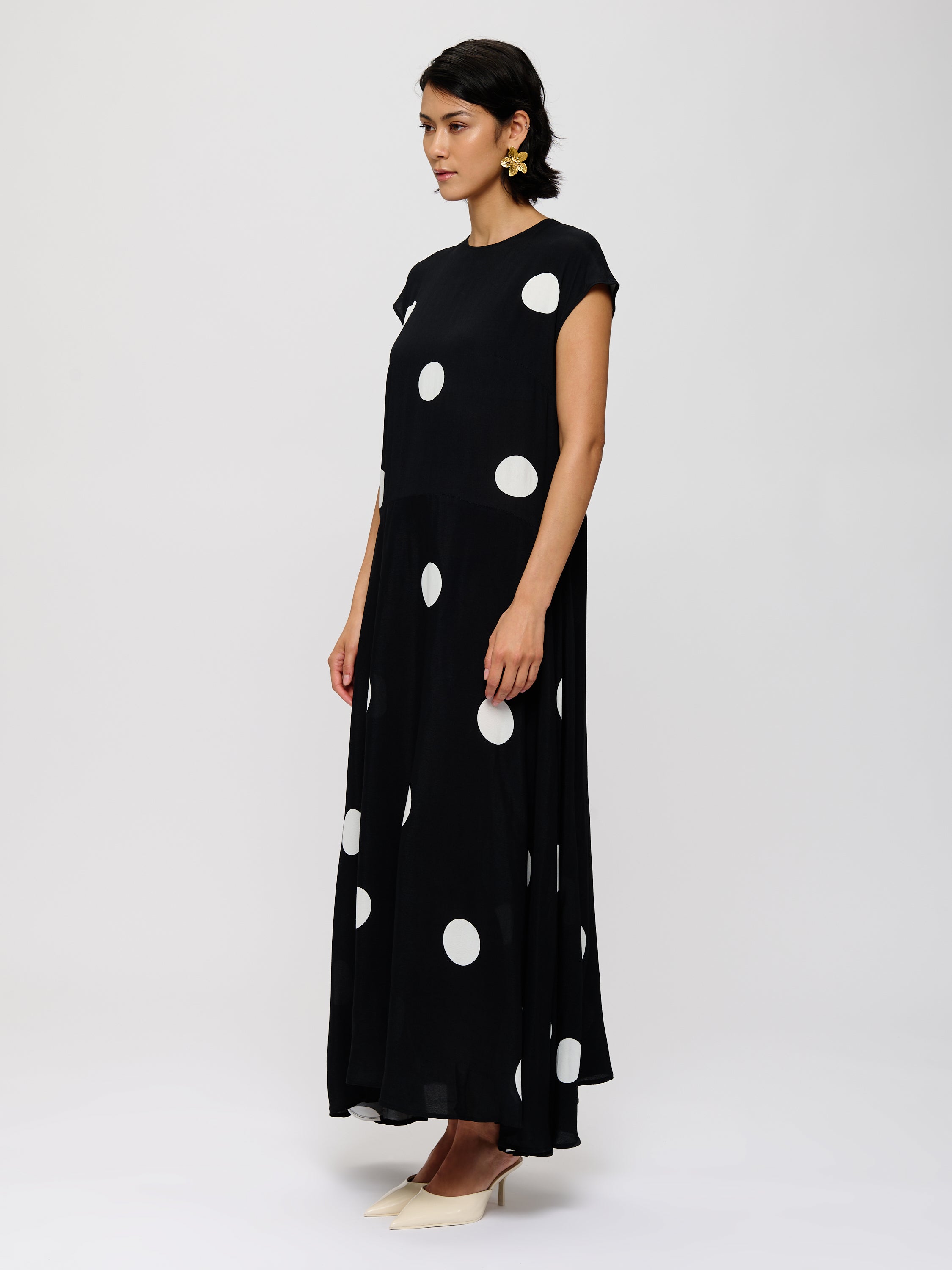 Robe longue fluide à pois
