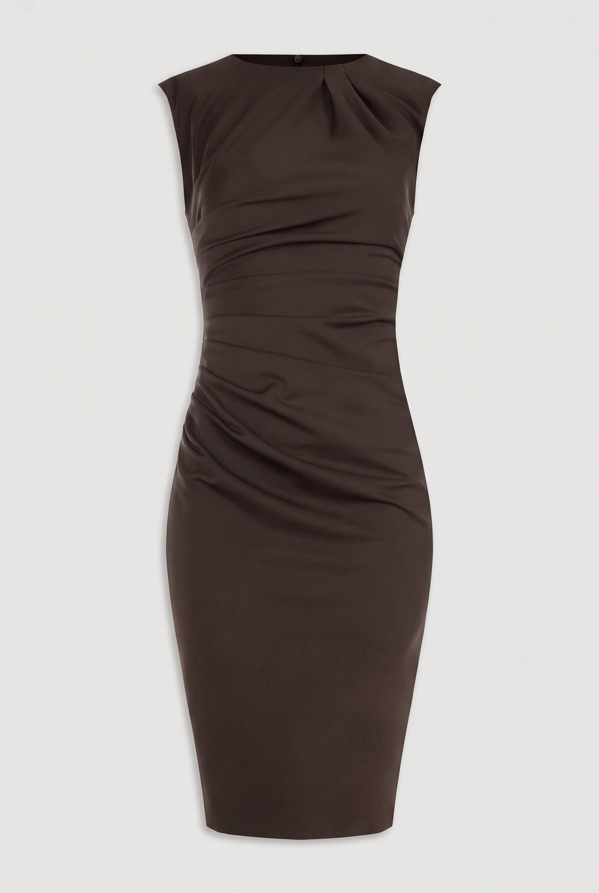 Ruched Sleeveless Sheath Dress - Brown - flat lay