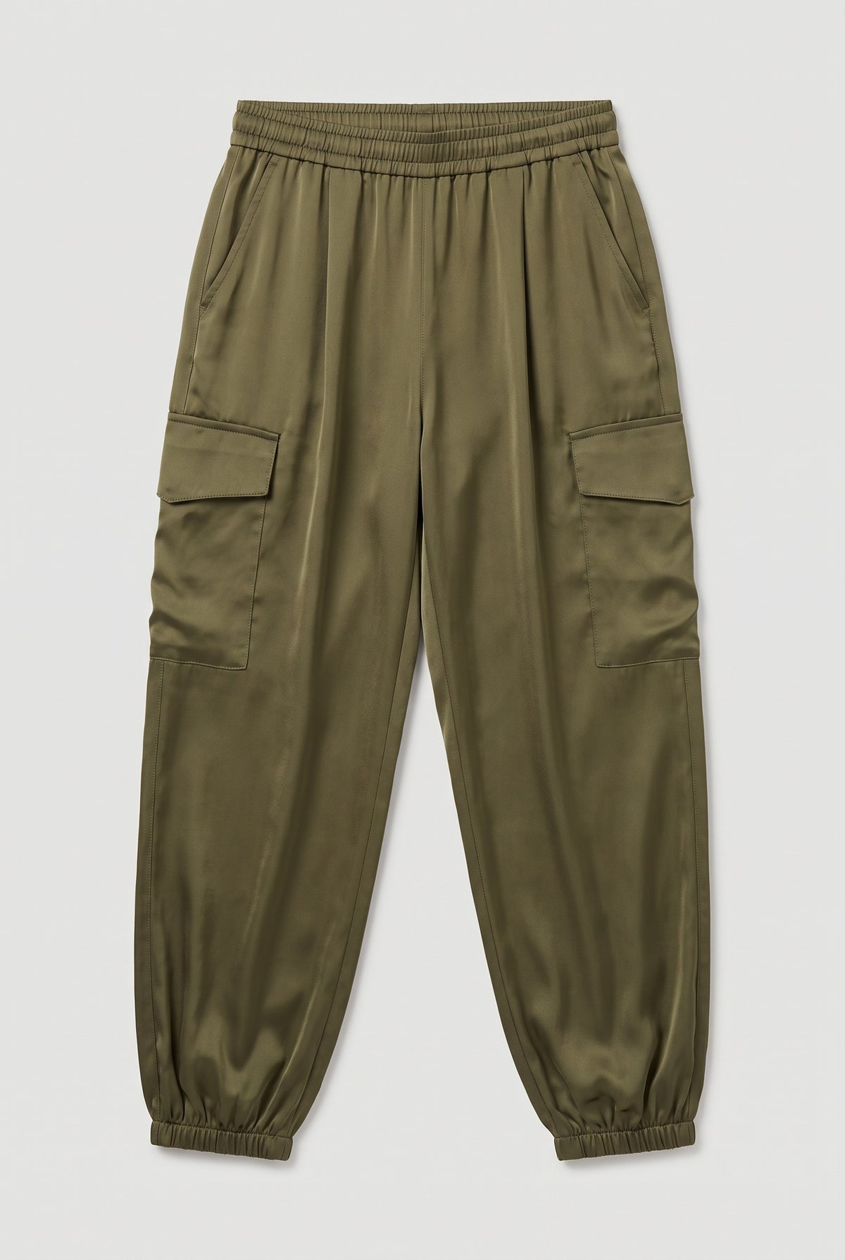 Satin cargo Jogger Pants - Army - flat lay