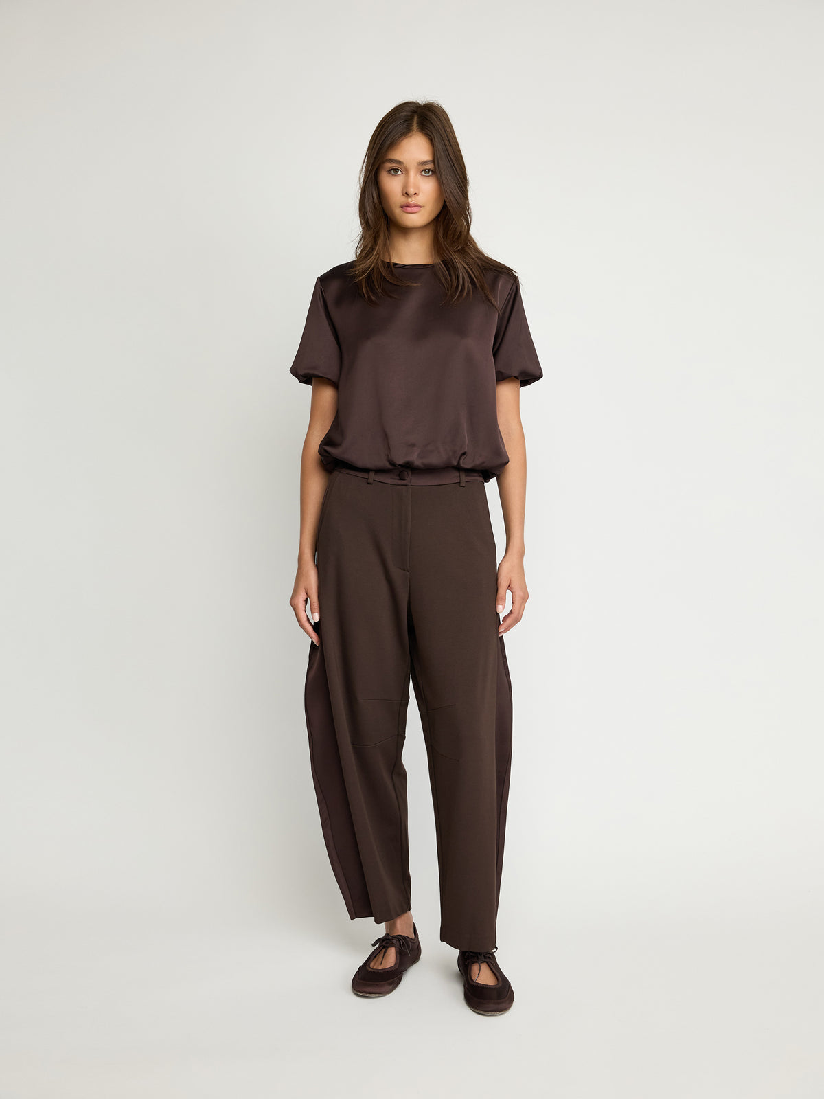 Satin-Finish Short Sleeve Top - Maska