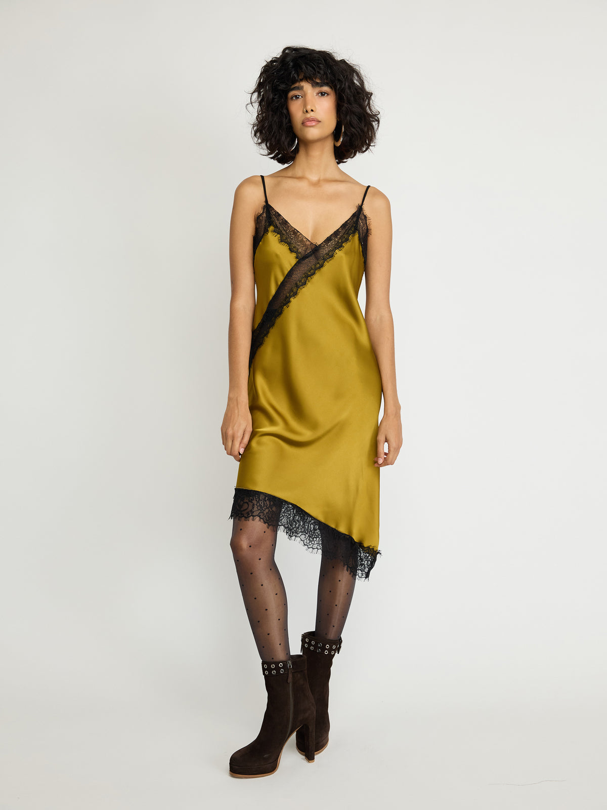 Satin Lace-Trim Slip Dress - Maska