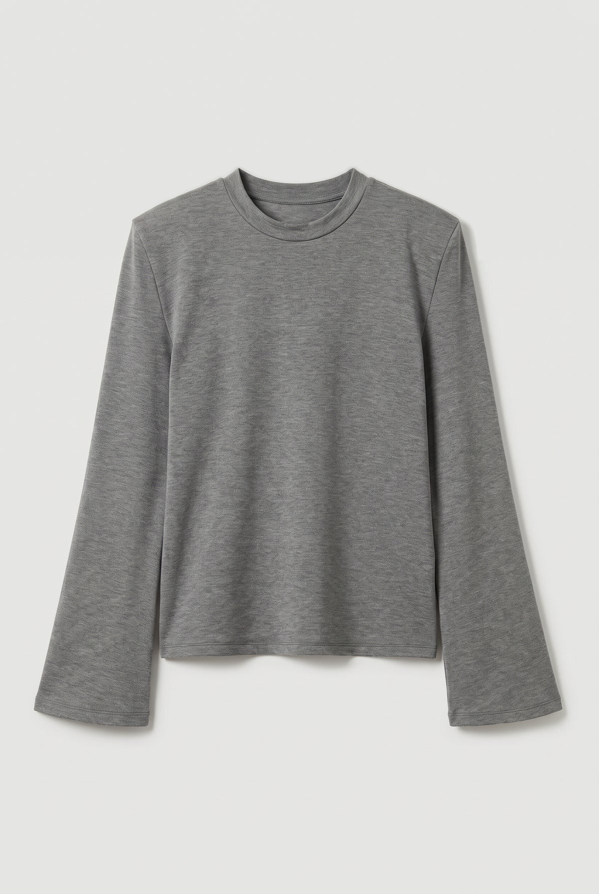 Shoulder-Pad Flare-Sleeve Top - Grey - flat lay