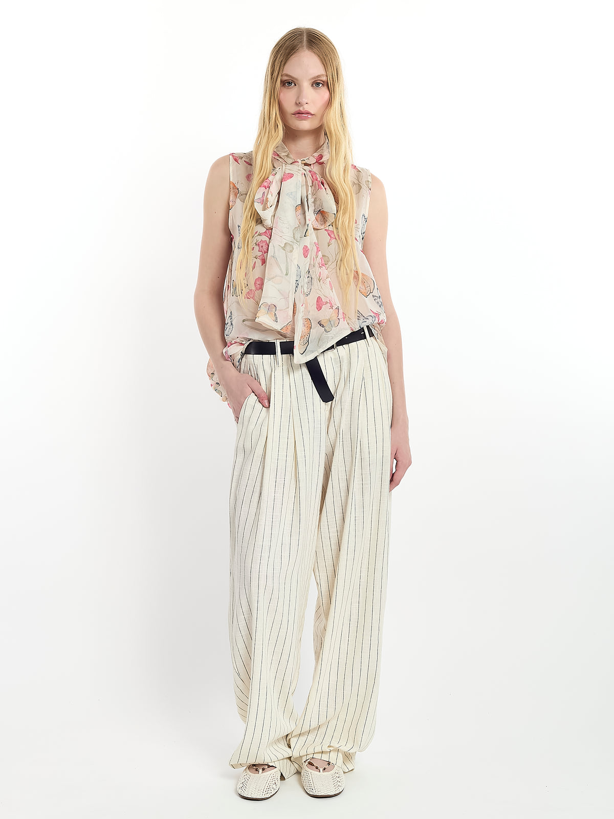 Sleeveless Shirt With Floral Print - Maska