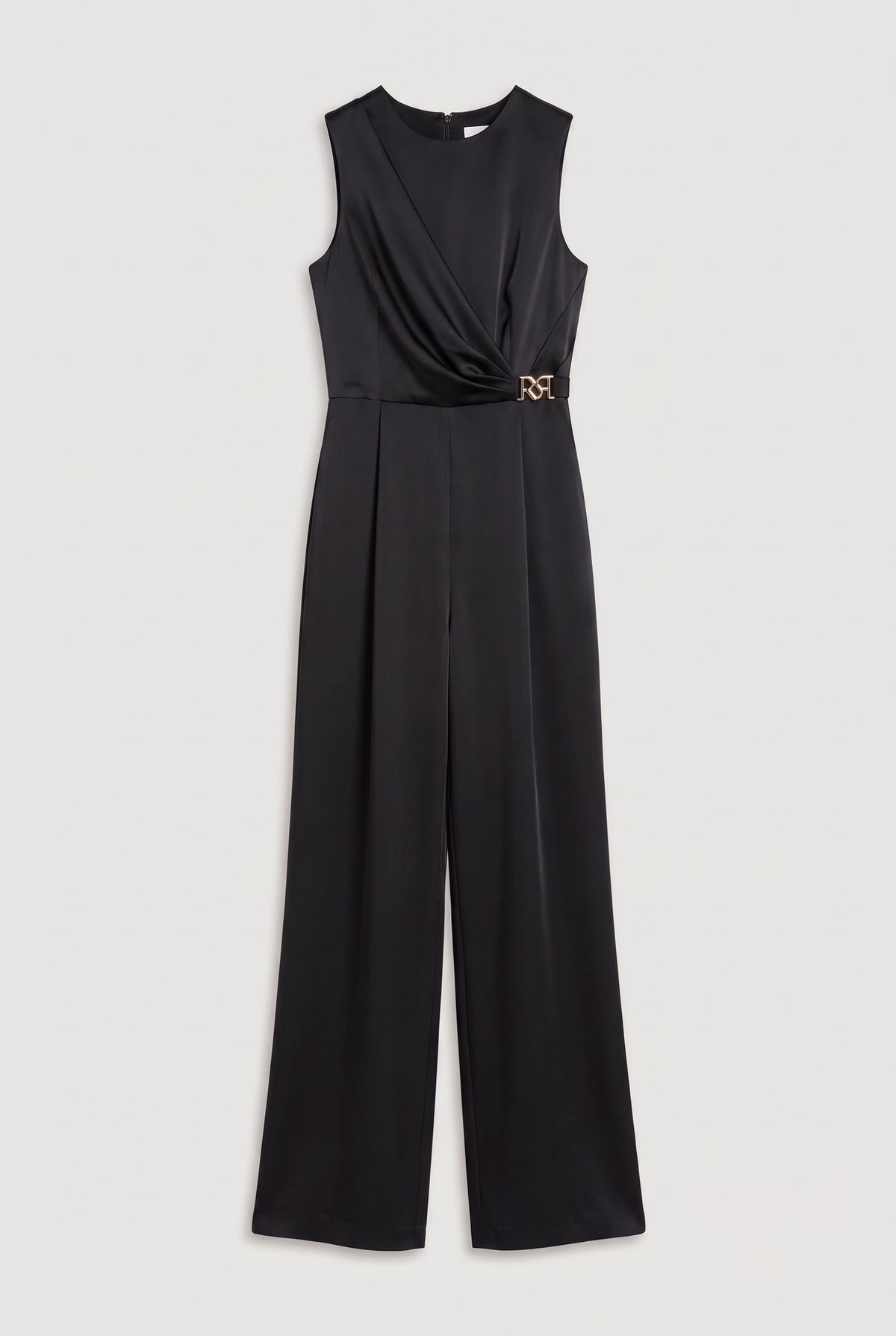 Sleeveless Wide-Leg Jumpsuit - Black - flat lay