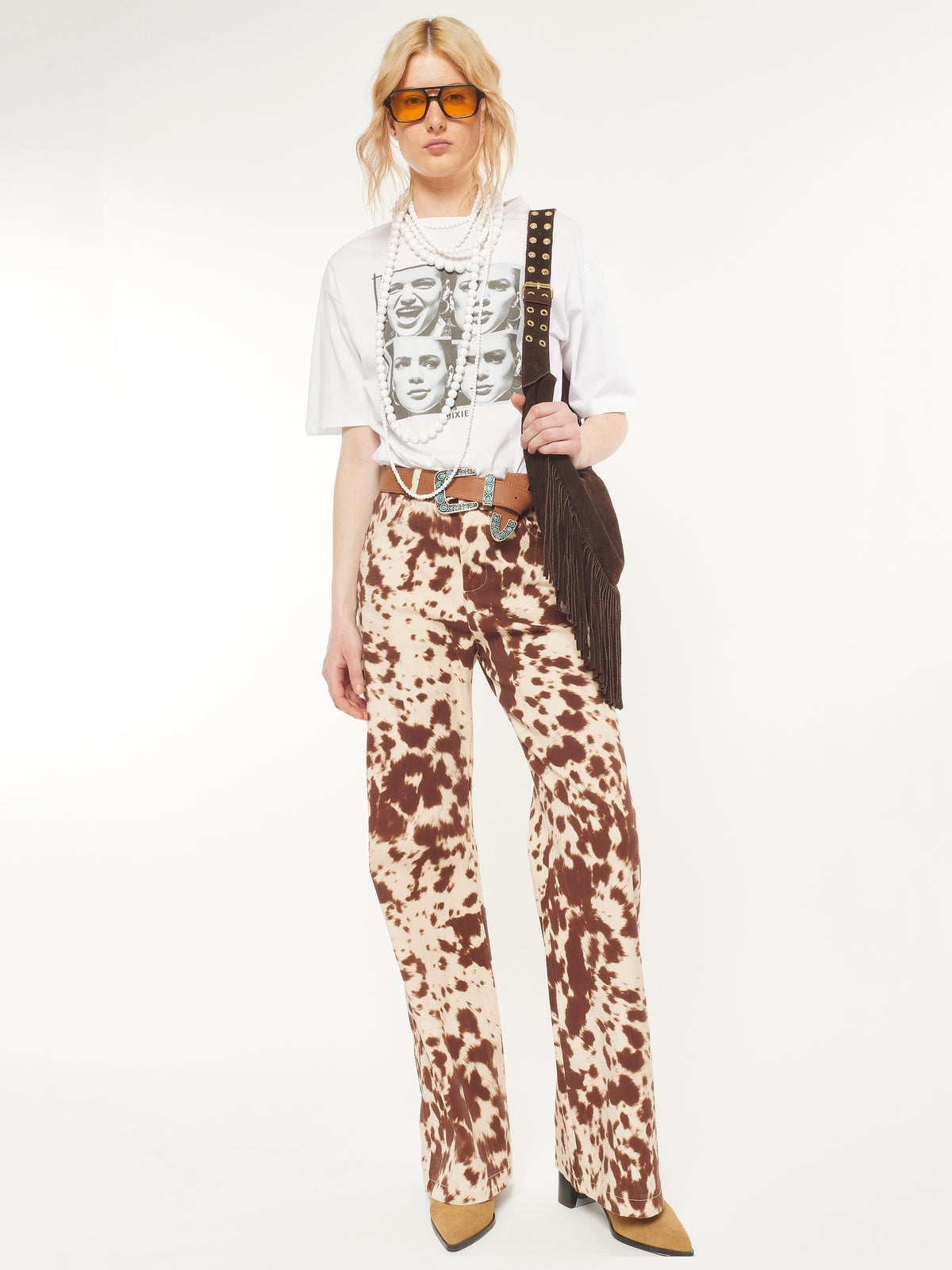 Straight Leg Cow Print Pants - Maska