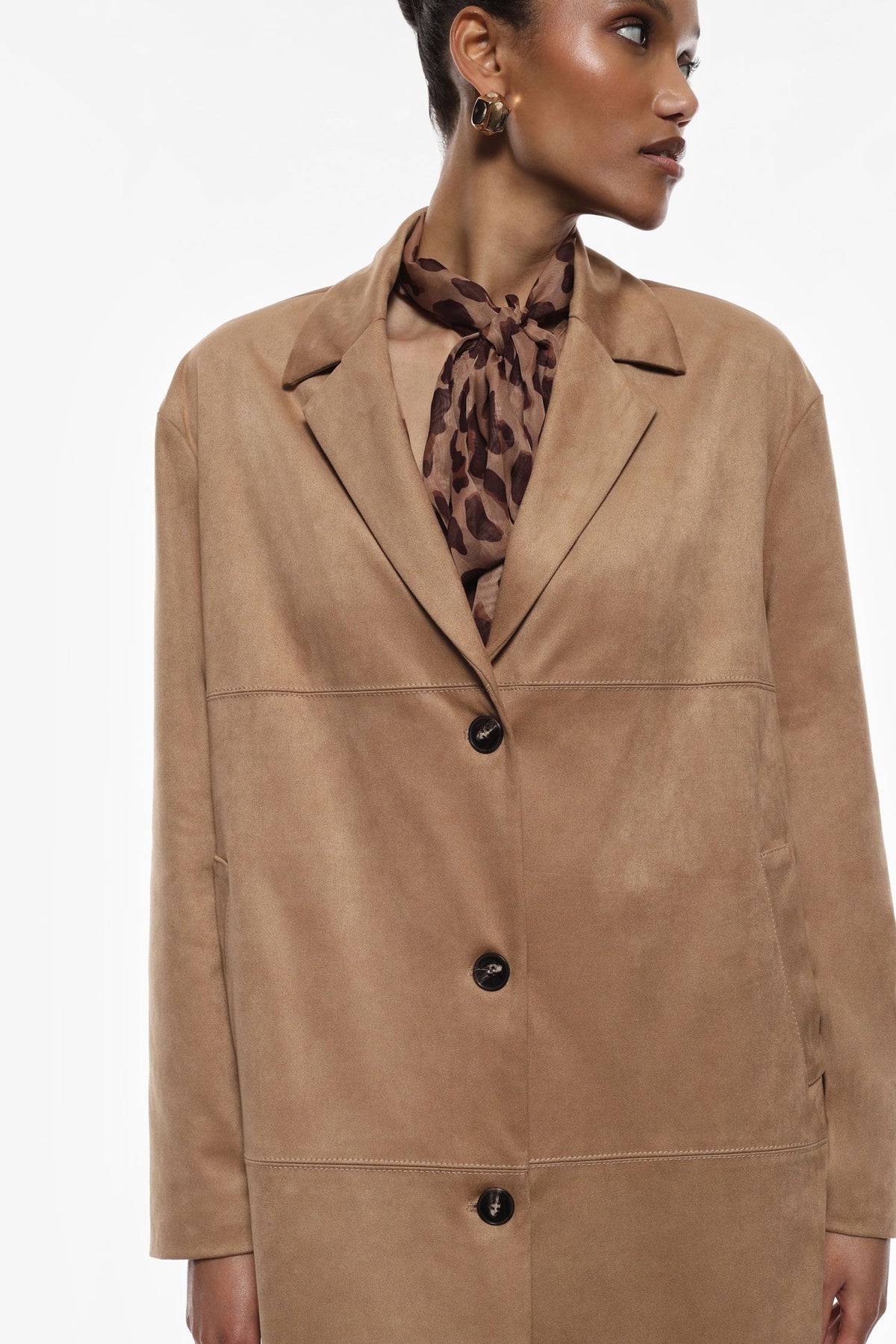 Suede Effect Coat - Maska