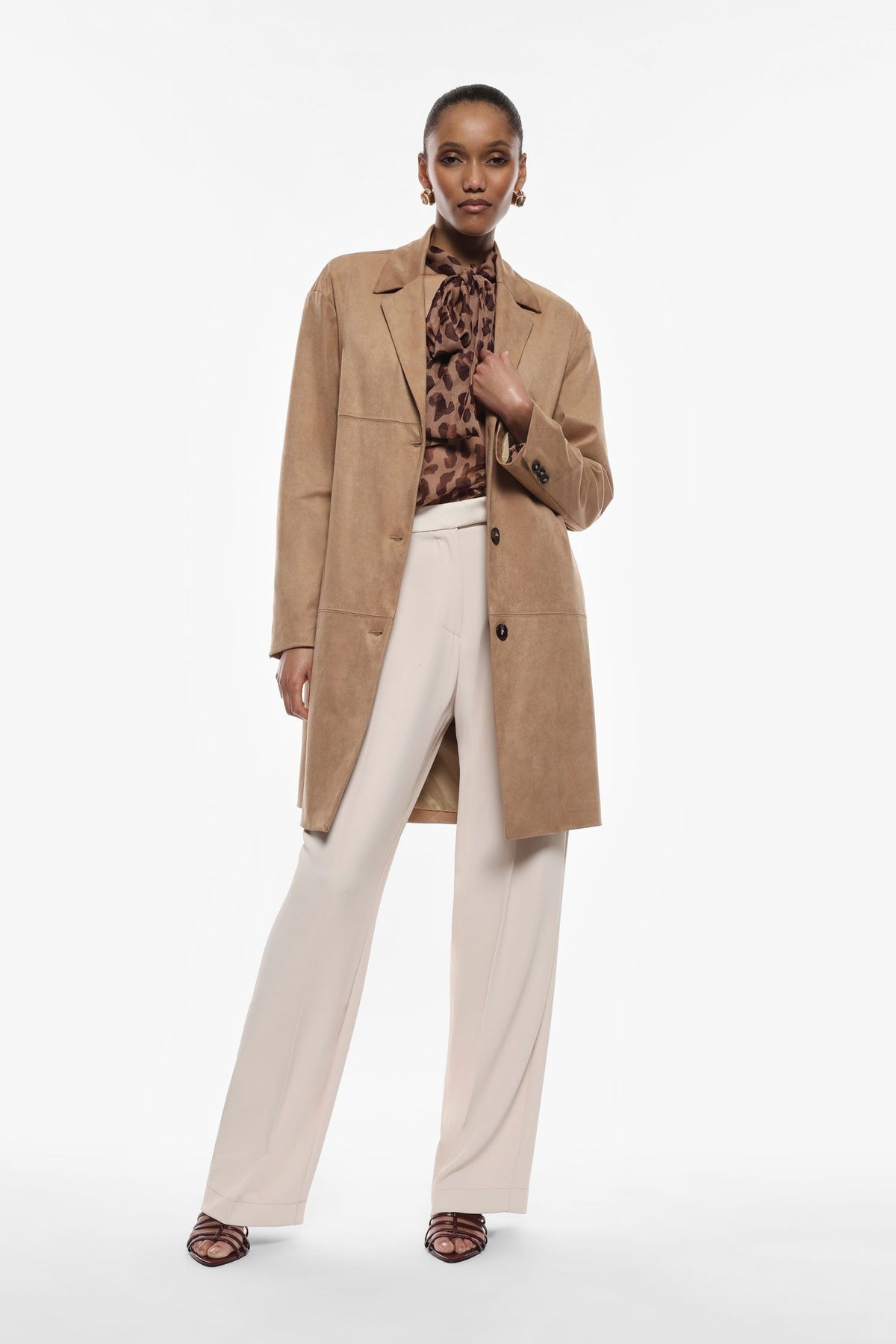 Suede Effect Coat - Maska