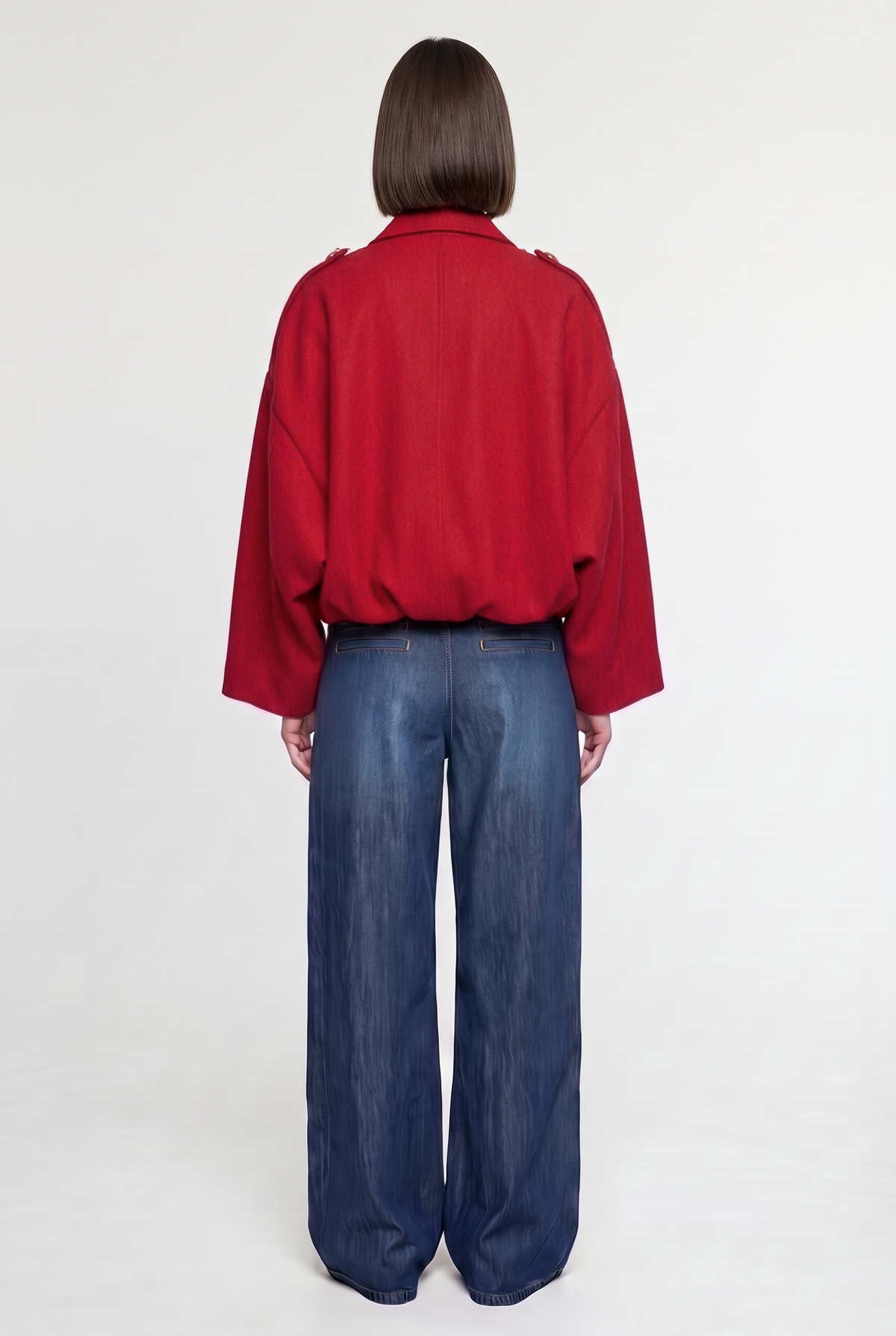 Red cropped jacket - Red - back view