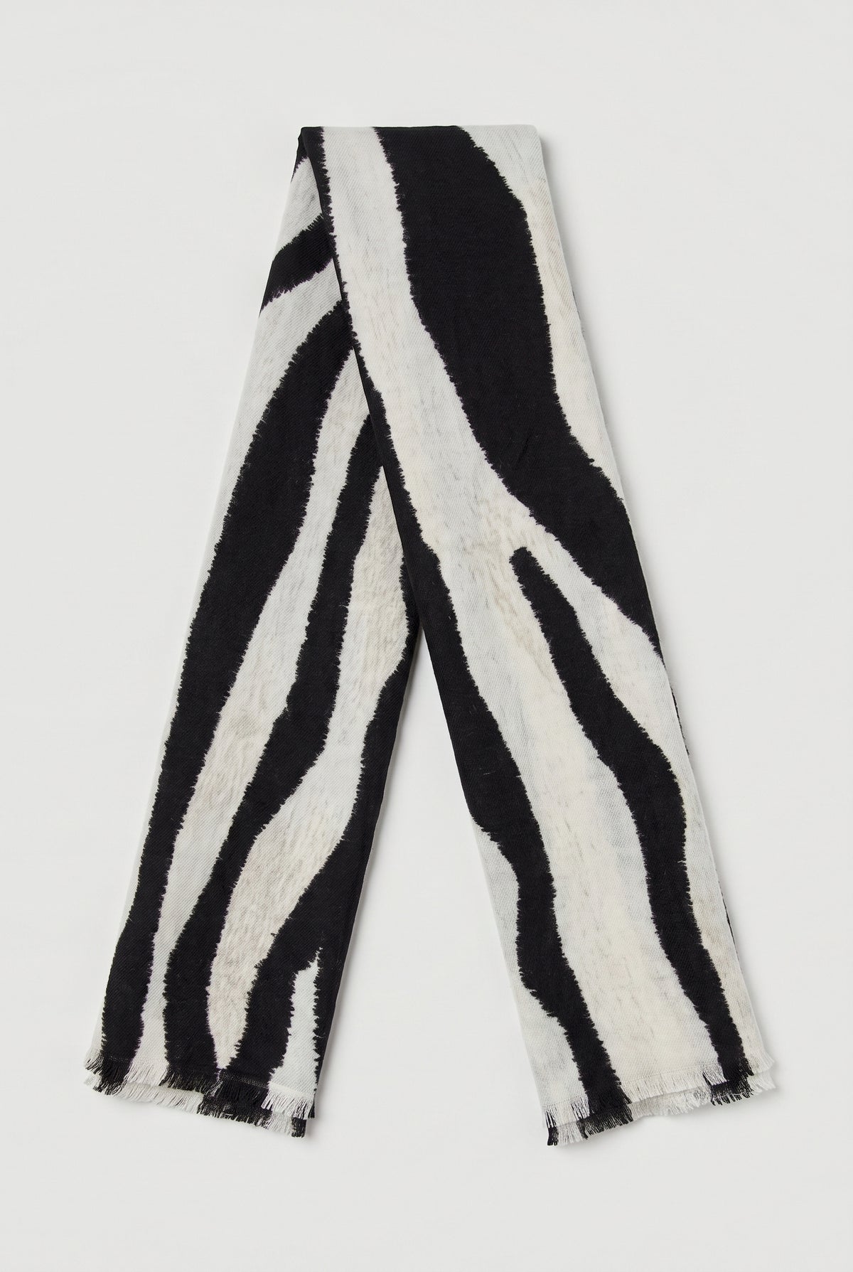 Zebra-Print Scarf - Beige - Flat lay, long