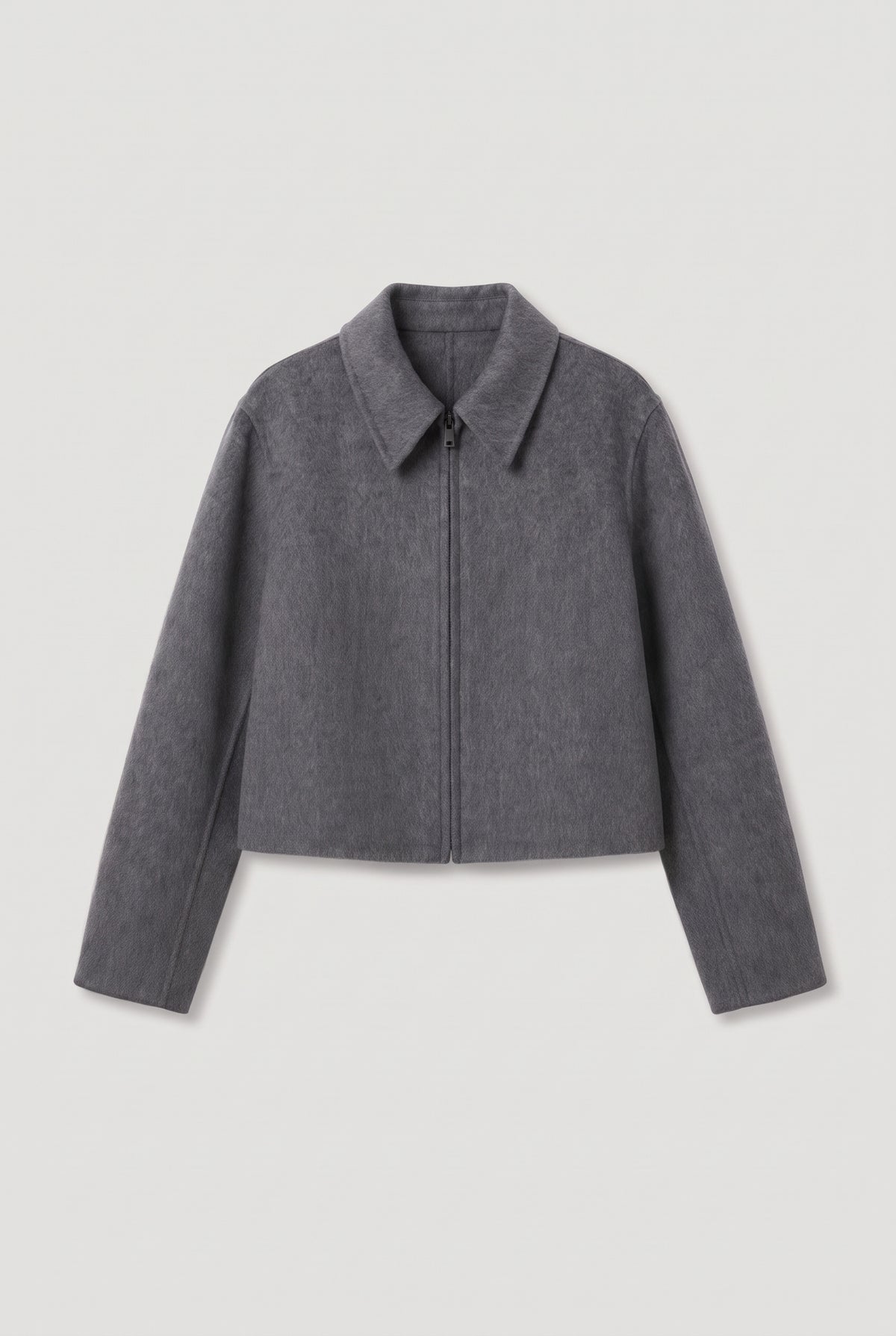 Zip-Up Crooped Jacket - Grey - flat lay