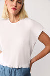 Cropped blouse with cap sleeves