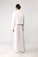 Darted palazzo trousers with belt