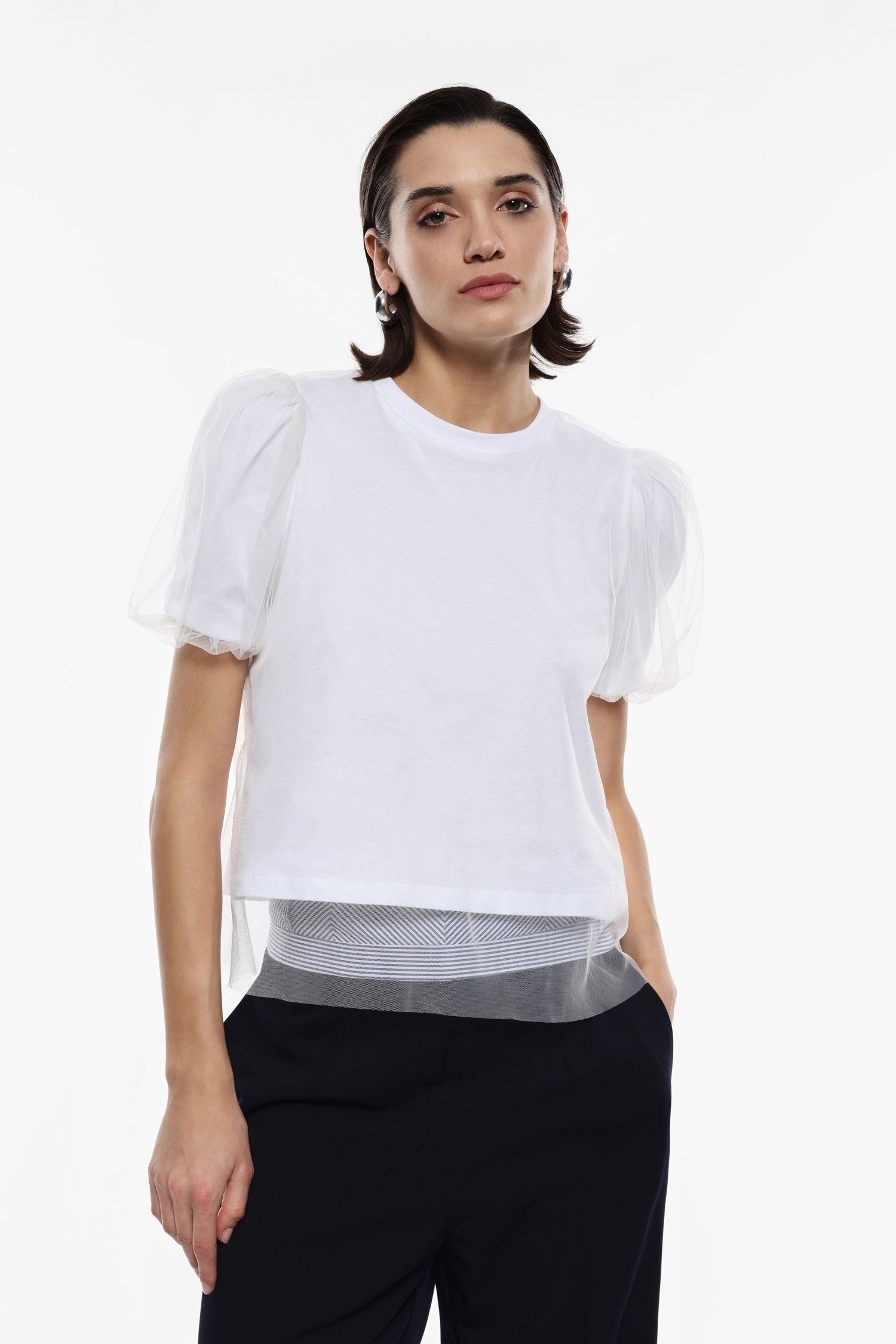 Sleeve Sheer T-shirt