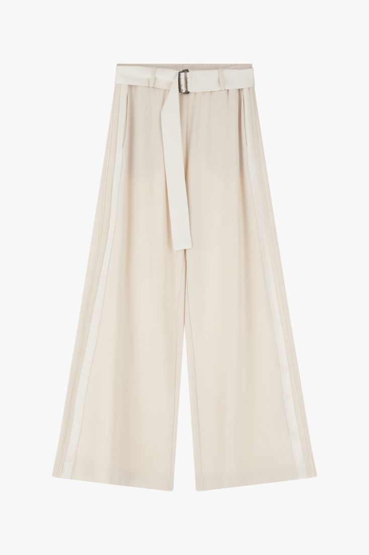 High-waisted belted trousers
