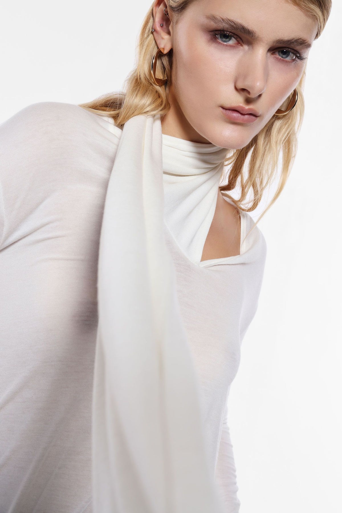 V-Neck Scarfed Top