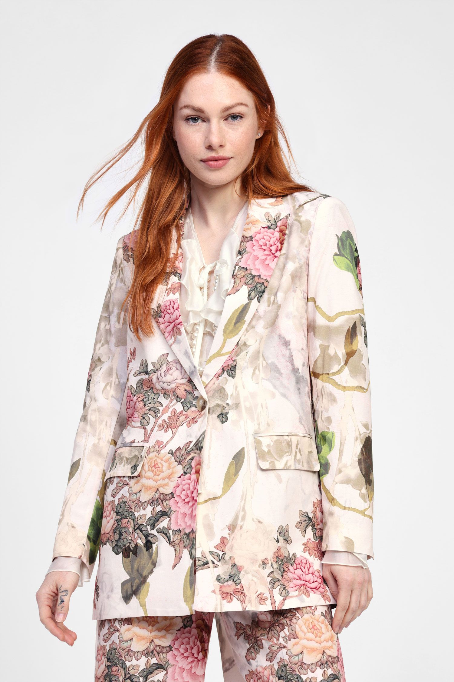 Blazer à imprimé floral et fermeture