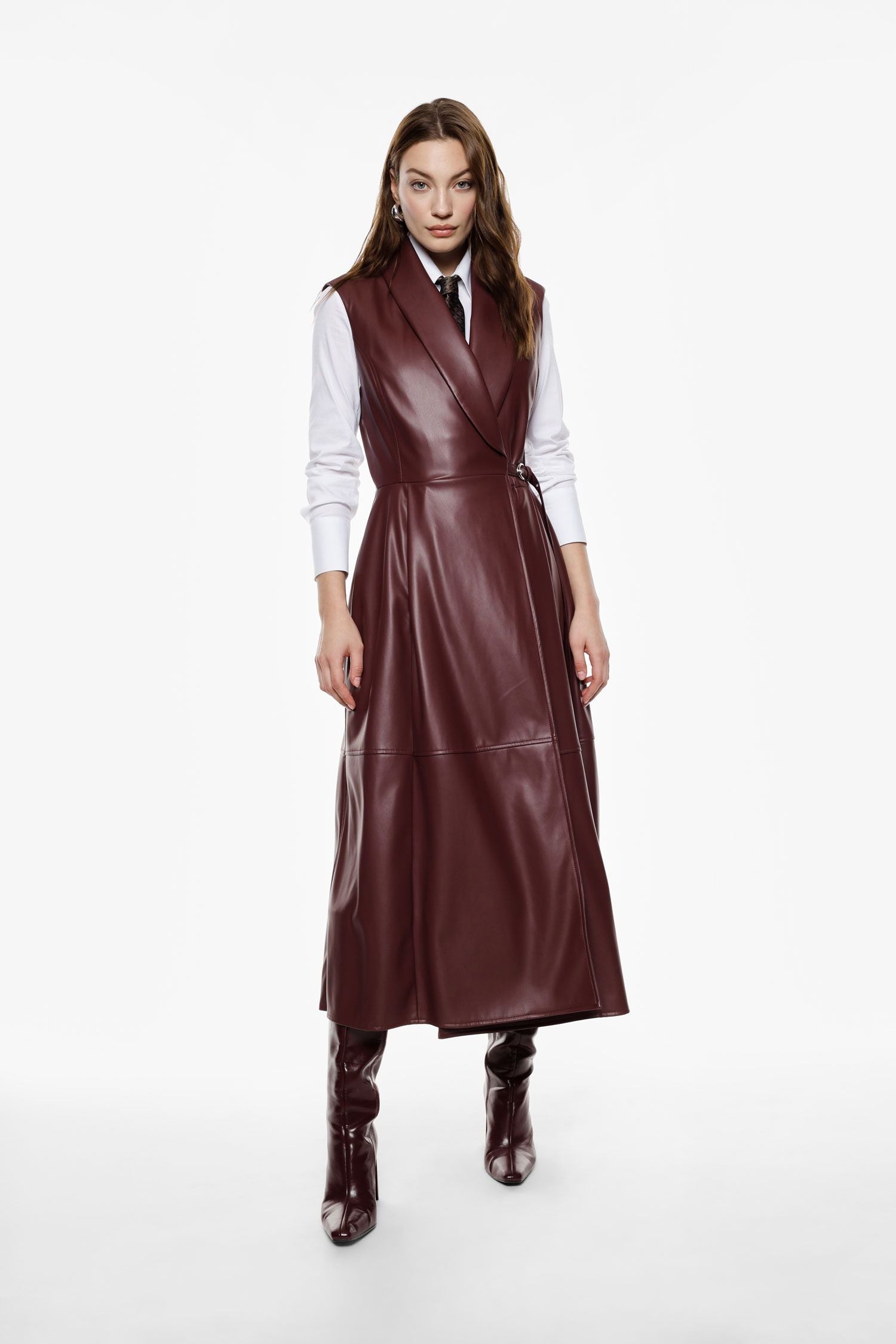 Faux Leather Sleeveless Dress