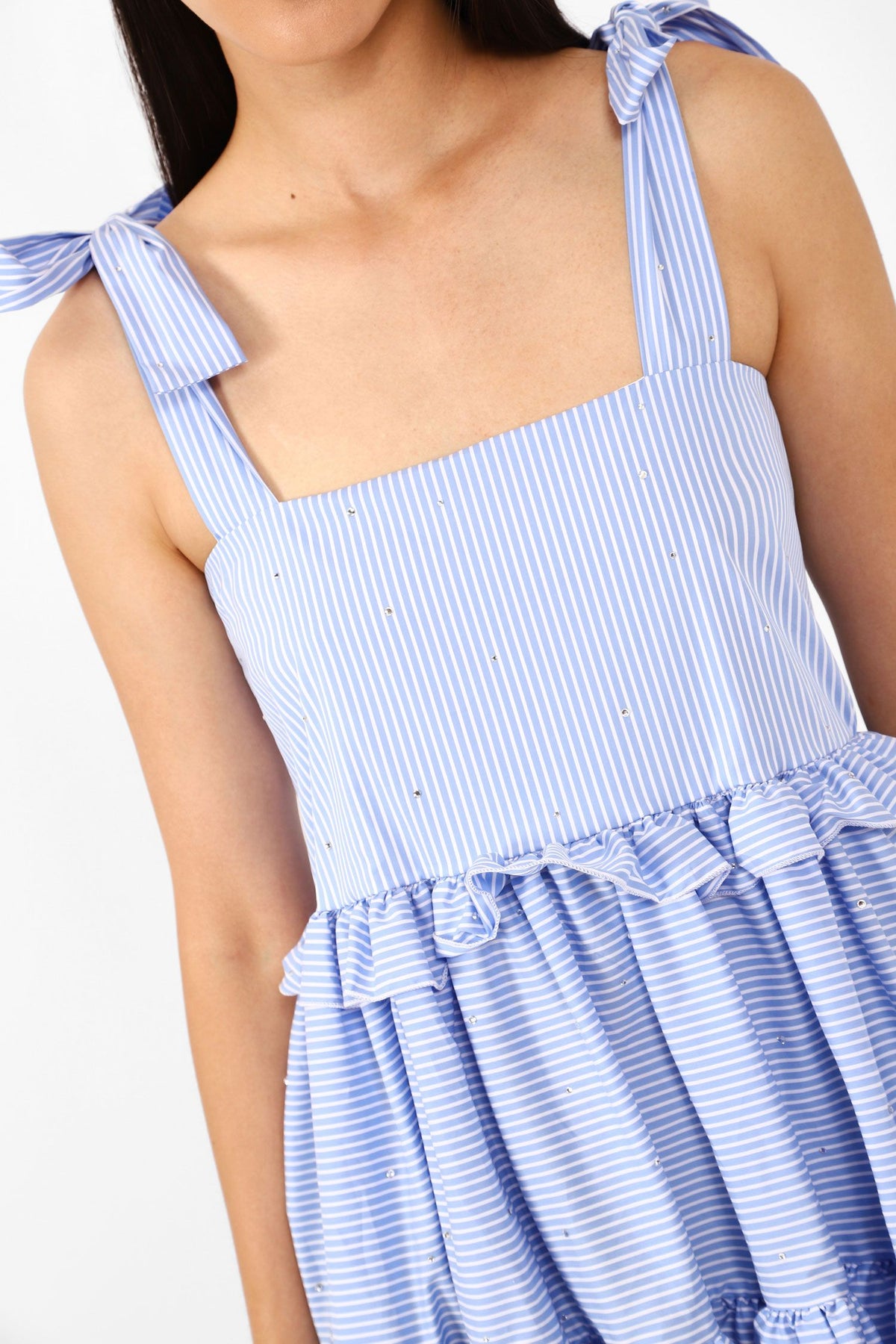 Tiered Striped Mini Dress