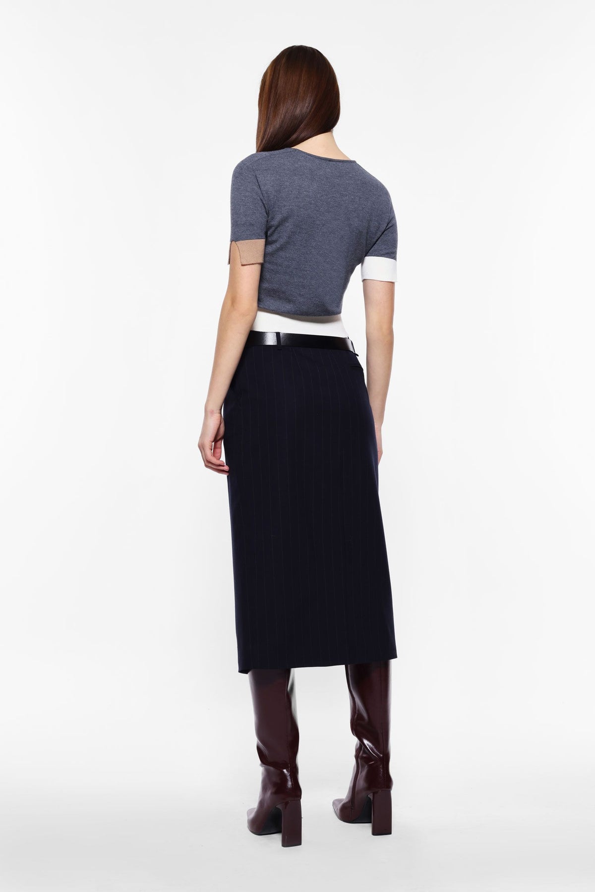 Pinstripe Midi Skirt