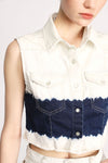 Cropped vest with patch breast pockets