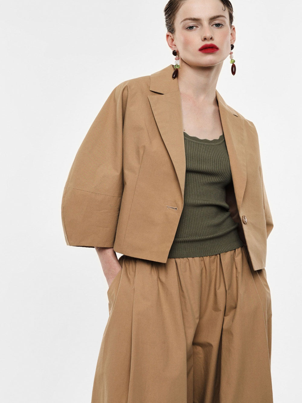 Cropped Short-Sleeve Blazer