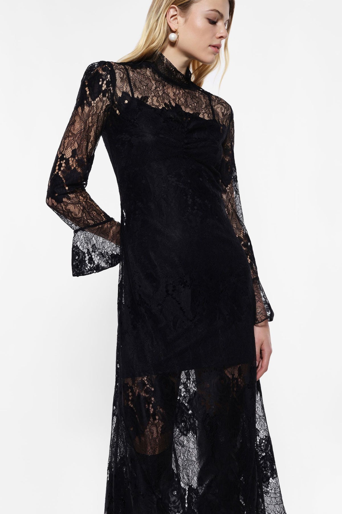 Long lace dress with long sleeves