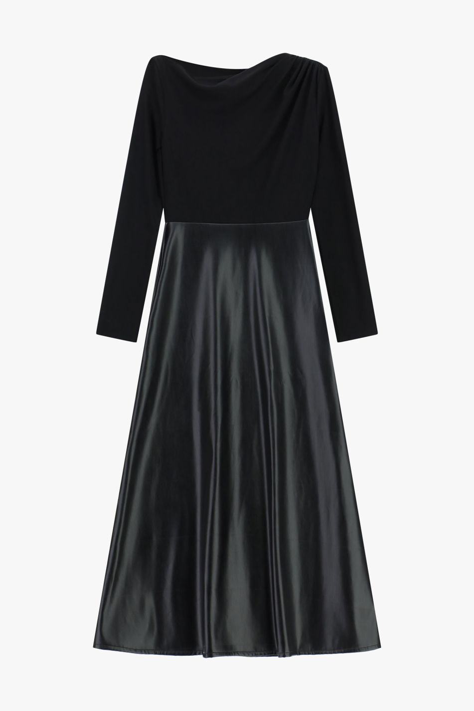 Faux Leather Panel Dress