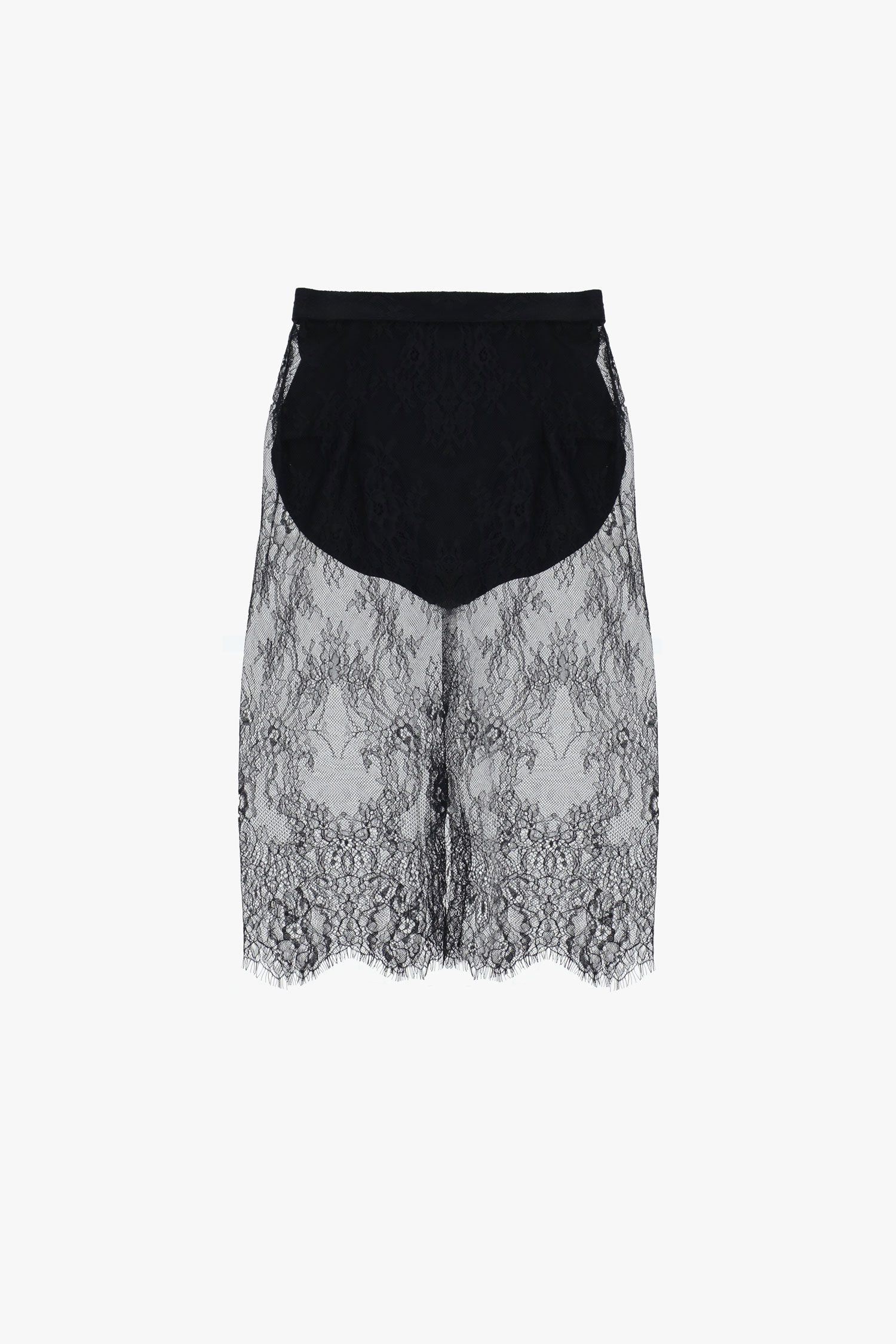 Midi skirt in sheer floral lace