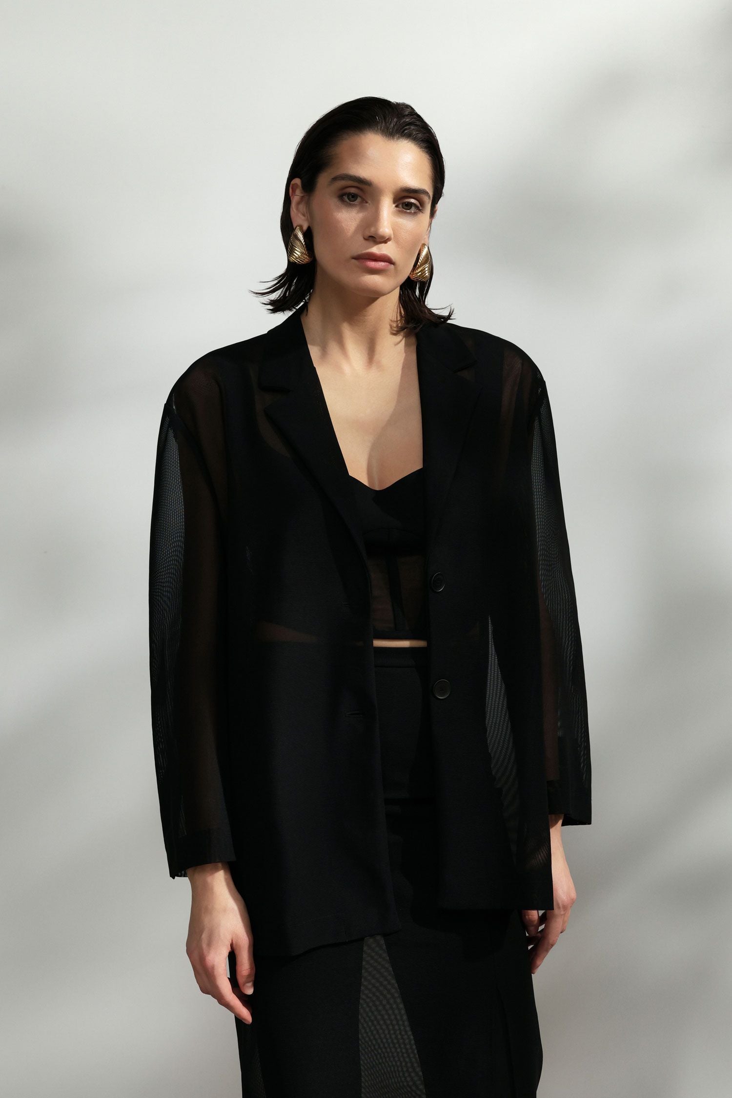 Blazer transparent avec fermeture à un seul bouton