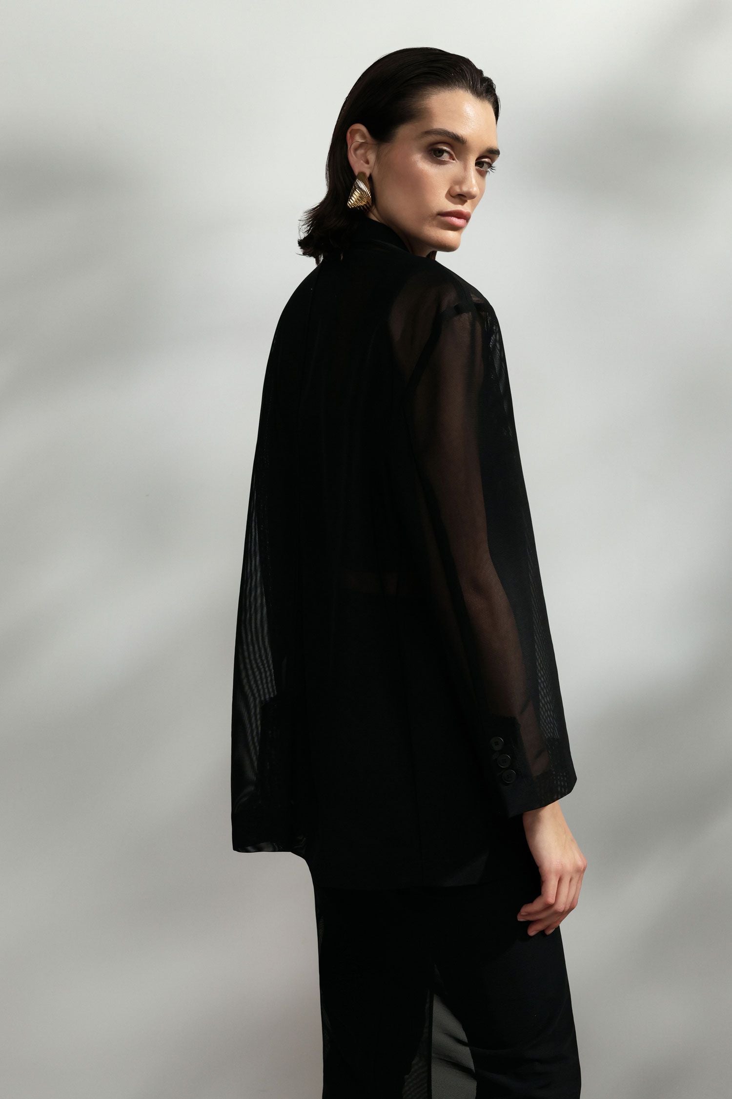 Blazer transparent avec fermeture à un seul bouton