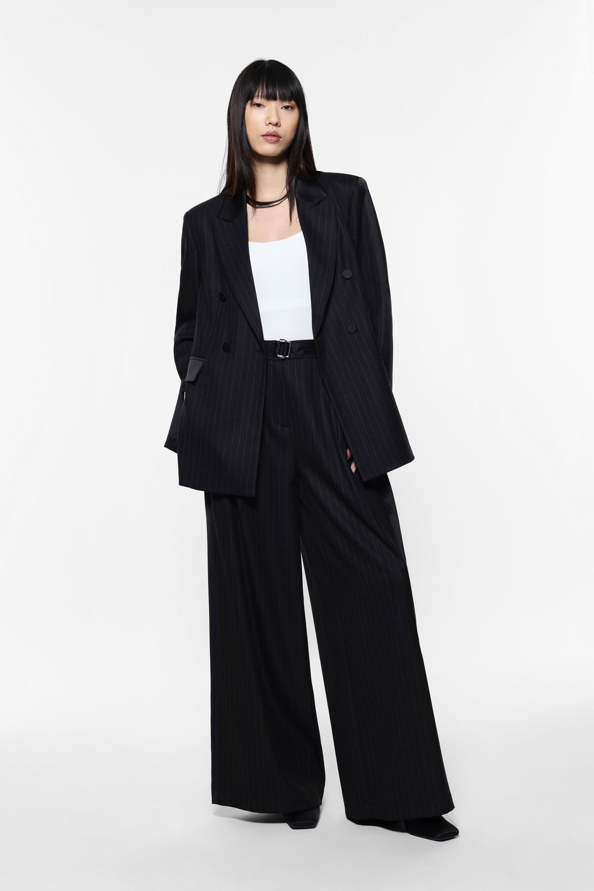 Wide Leg Belted Trousers