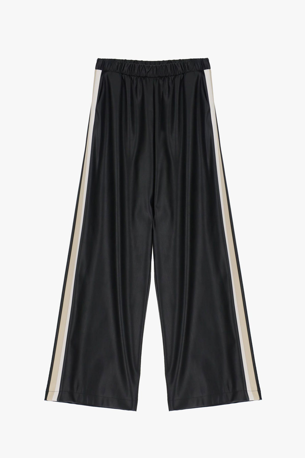 Wide-leg trousers in faux leather