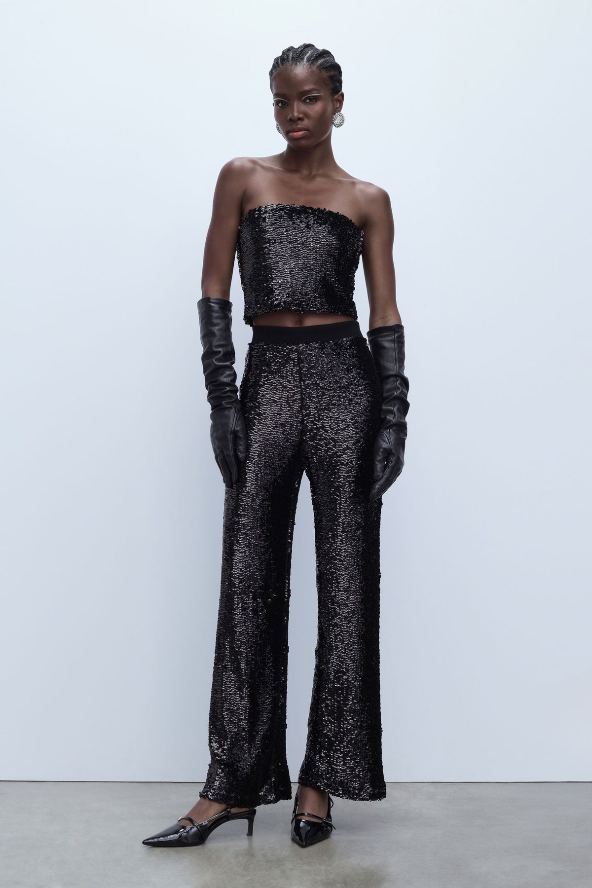 Wide Sequin Trousers