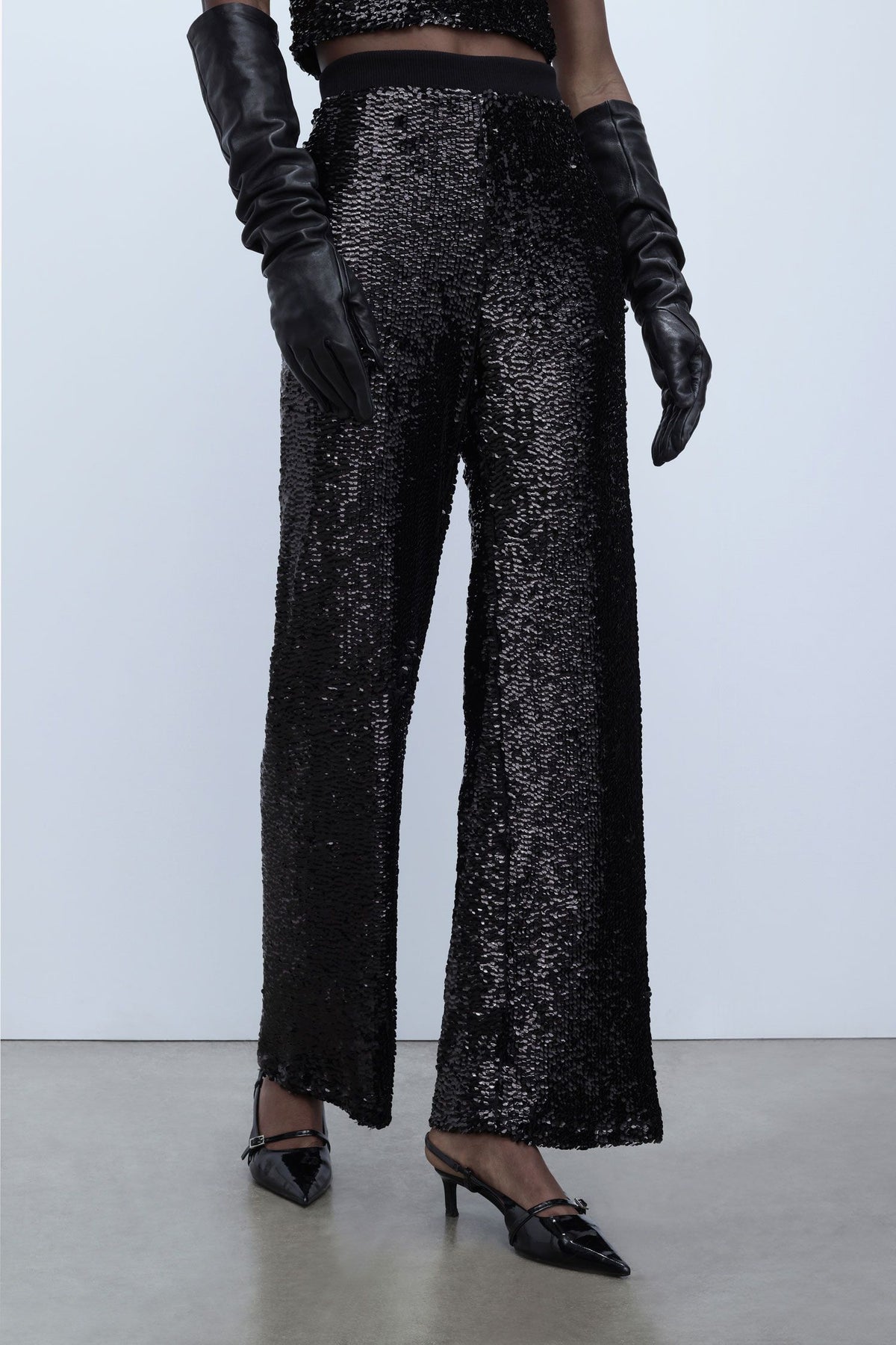 Wide Sequin Trousers