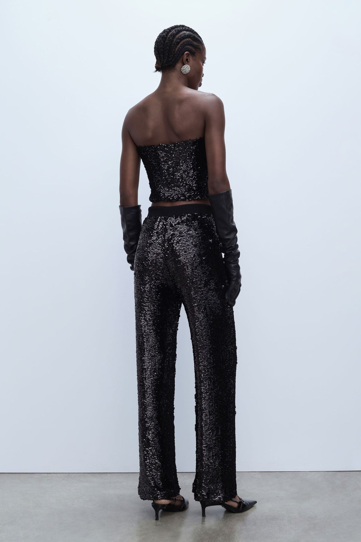 Pantalon large à paillettes