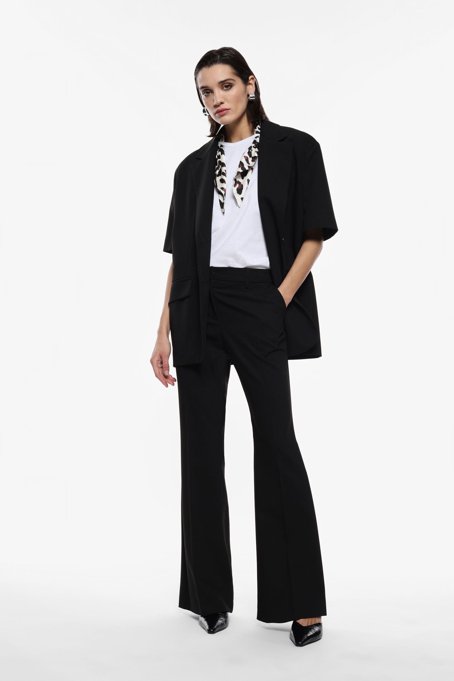 High-Waisted Flared Trousers