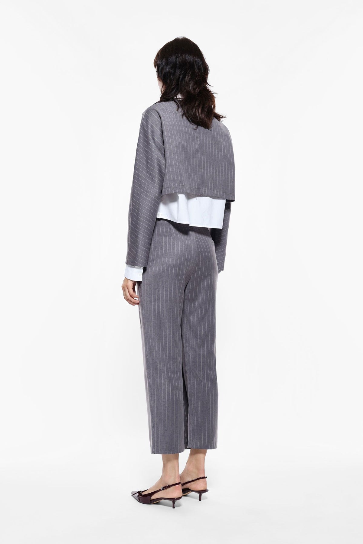 Wrap-effect Pinstriped Trousers