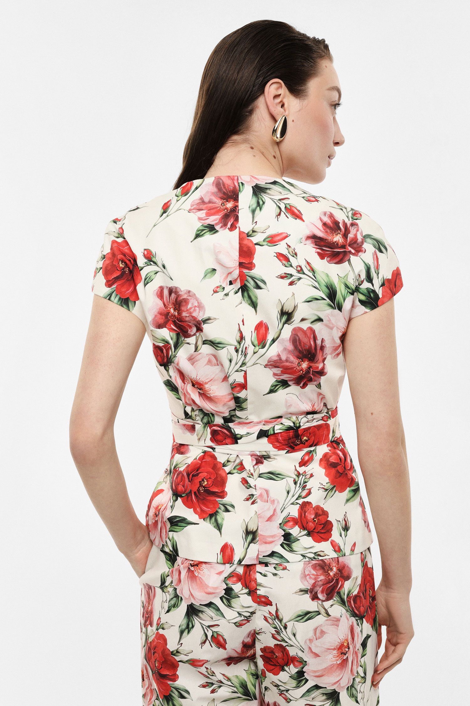 Gilet avec ceinture et imprimé floral