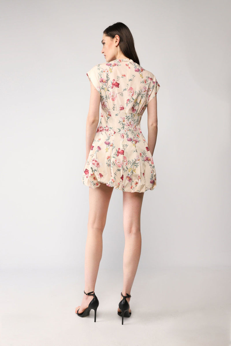 Mini-robe col V imprimé fleuri