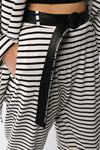 Striped baggy trousers with belt