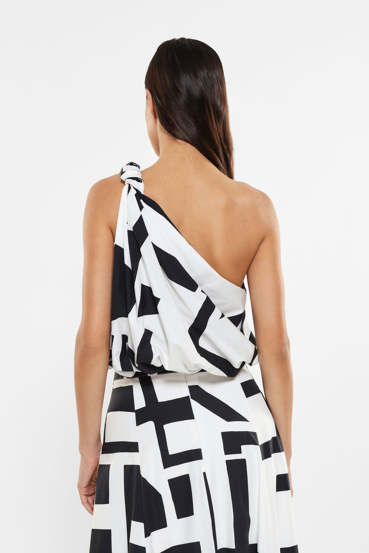 One Shoulder Top with Geometric Print