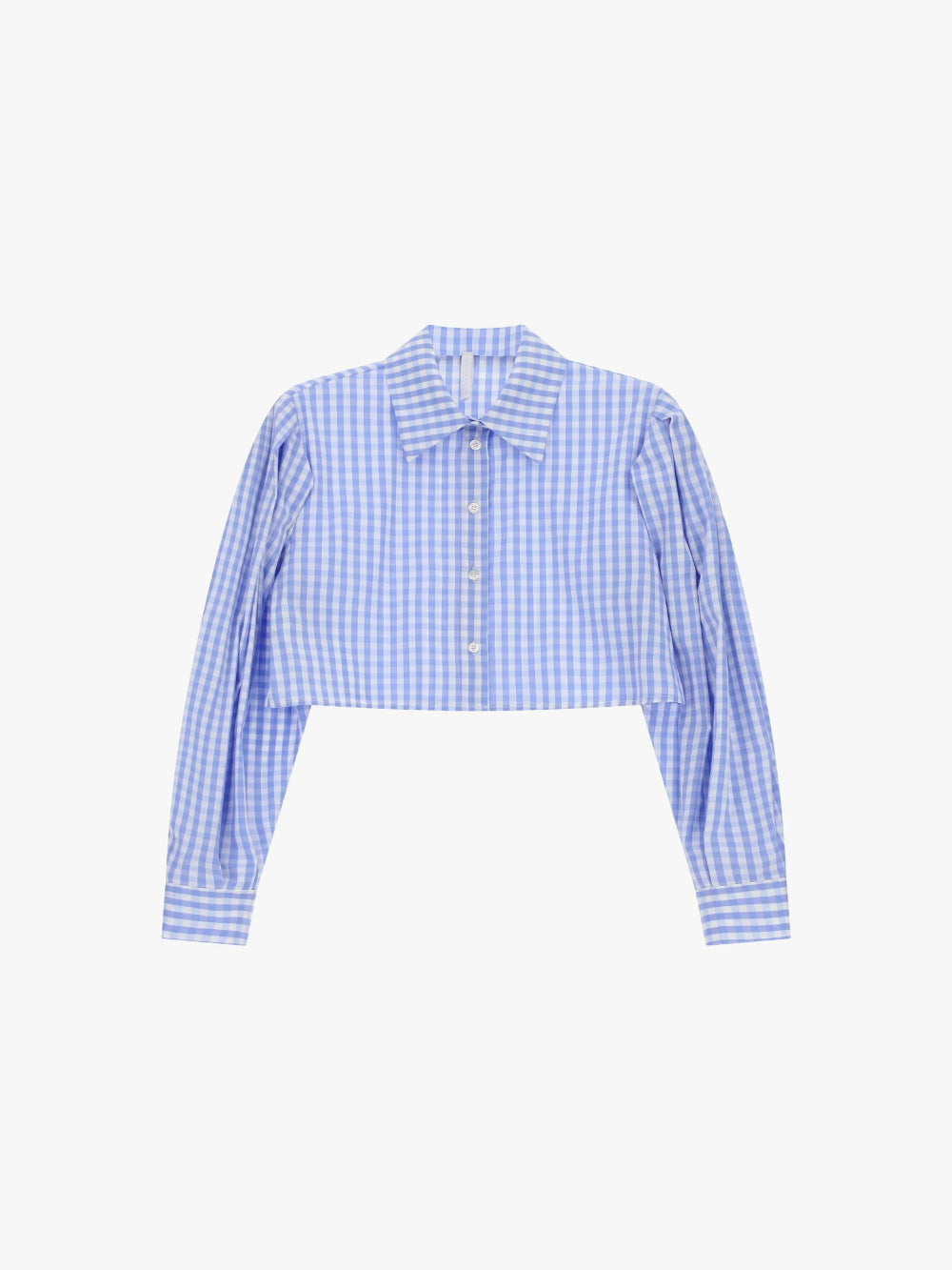 Blue Gingham Cropped Shirt